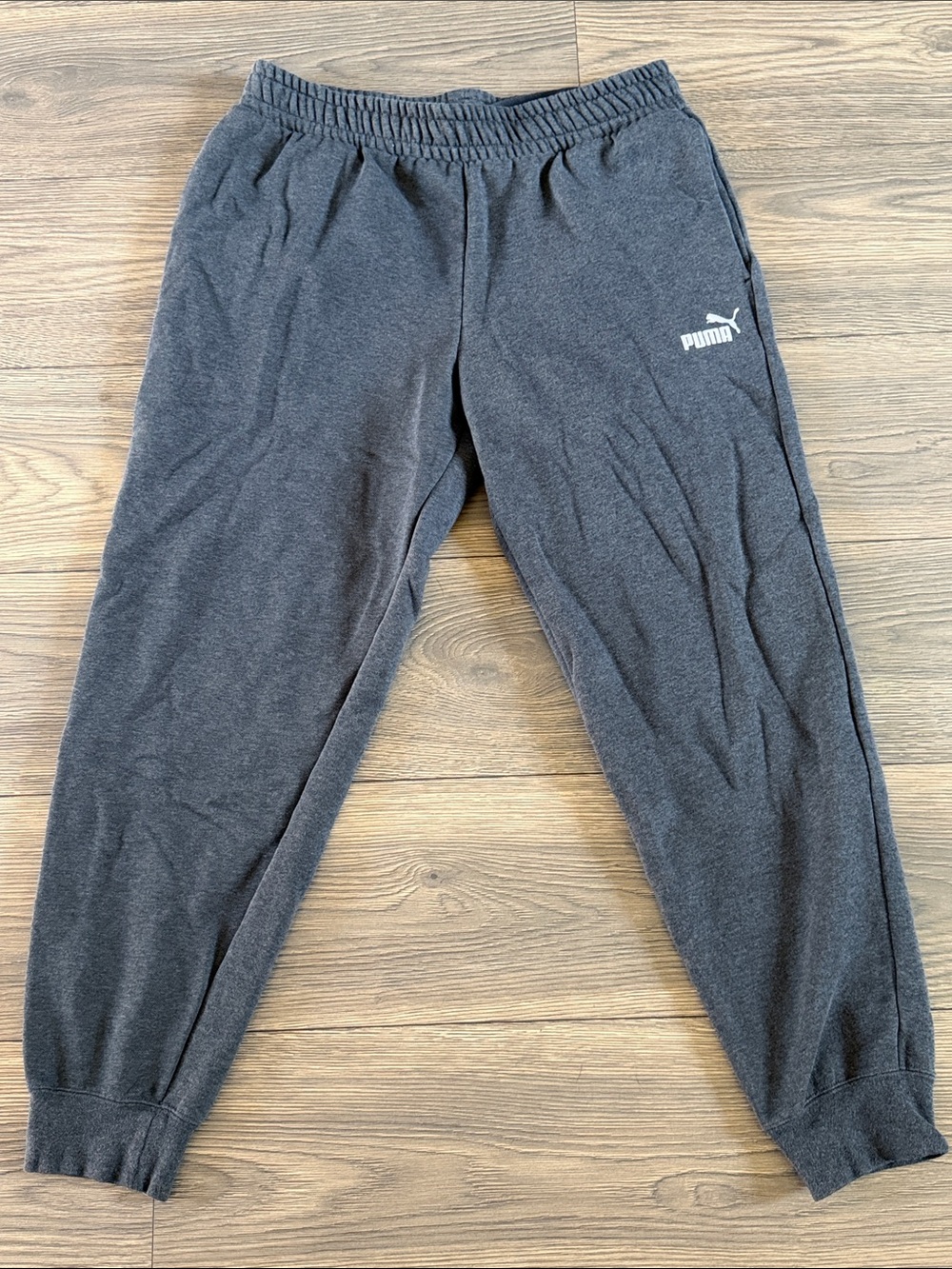 Puma Dark Gray Men's Jogger Sweatpants with White Logo